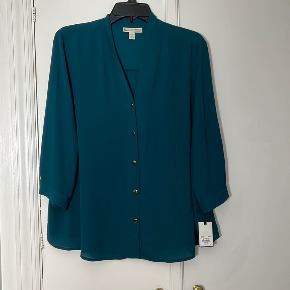 Dana Bachman , New with tags , XXL , Emerald Green Blouse